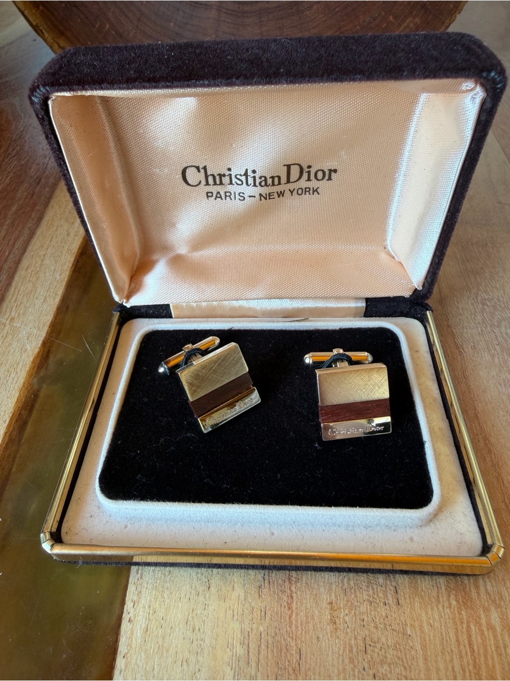 Vintage Christian Dior Men’s Cuff Links in box.